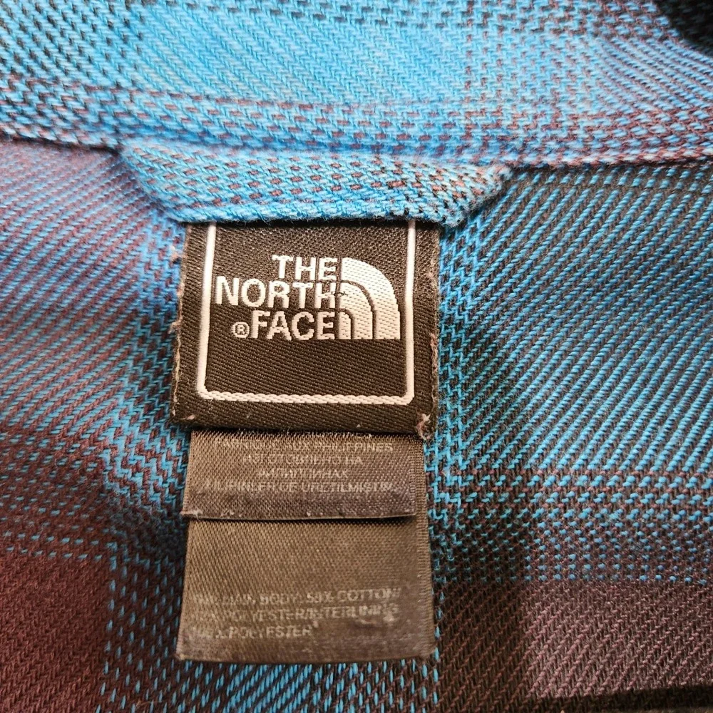 The North Face Mens Plaid Thick Flannel Shacket Shirt Jacket Large Pearl Snap